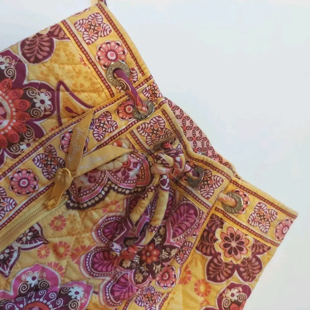 Vera Bradley Cinch String Backpack Yellow Boho Floral Bali Gold Retired‎